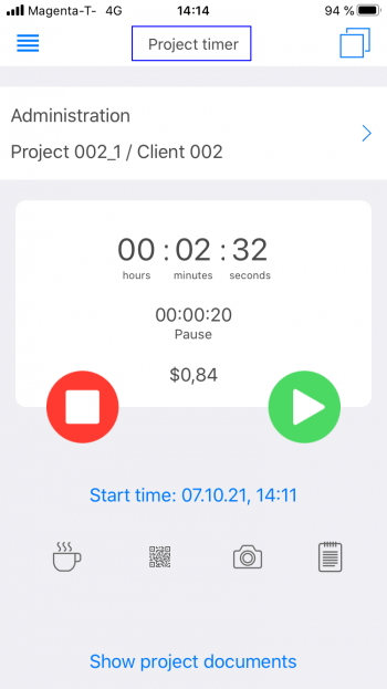 Mobile Project Hours Mobile project timer
